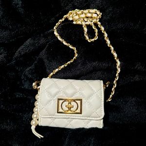Aldo Crossbody Wallet - White with gold